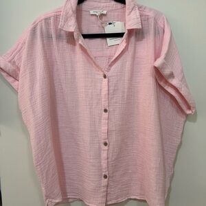 Light Pink Button-Front Gauze Shirt - Women